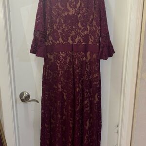 Elegant Lace Burgundy Dress